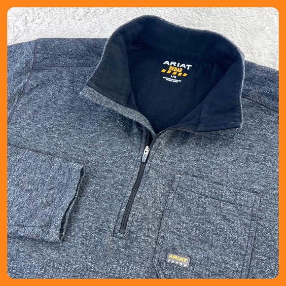 Ariat Other - ARIAT‎ Rebar 1/4 Zip Pullover Shirt Men's LARGE Gray Long Sleeve Workwear